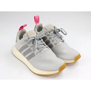 Womens Adidas NMD R2 Running Size 6.5 Shoes Gray White Pink Gum Sole BY9317